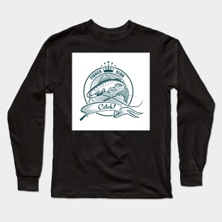 Badge or label with jumping salmon. Long Sleeve T-Shirt